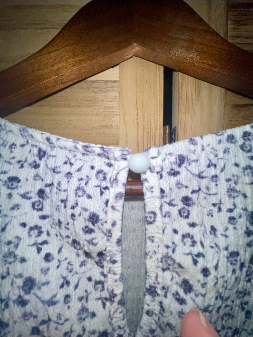 Dokotoo Relaxed Coquette Cottagecore Blue and White Floral Puff-Sleeve Top L - Picture 5 of 11